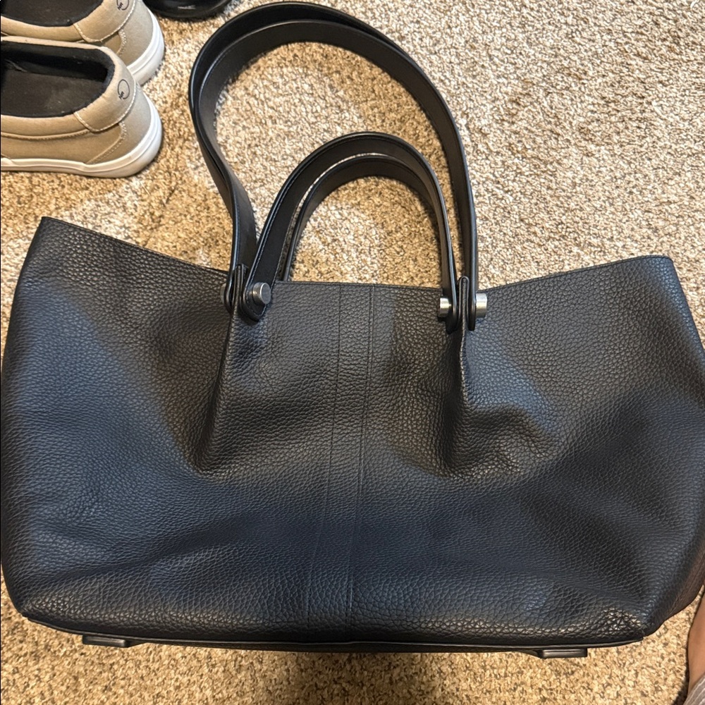 Allsaints Black Leather Tote Bag